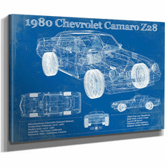 1980 Chevrolet Camaro Z28 Vintage Blueprint Auto Print