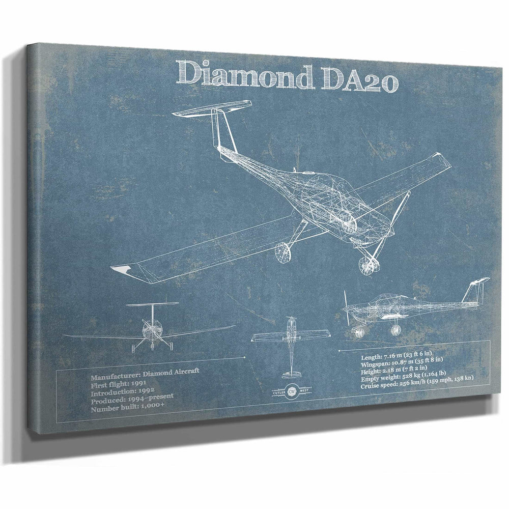 Diamond DA20 Katana Vintage Aviation Blueprint Print
