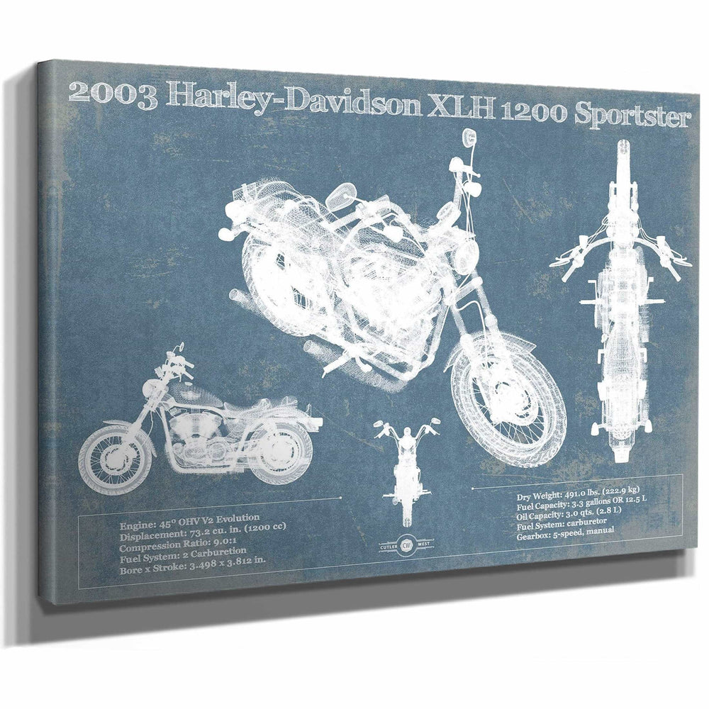 2003 Harley-Davidson XLH 1200 Sportster Blueprint Motorcycle Patent Print
