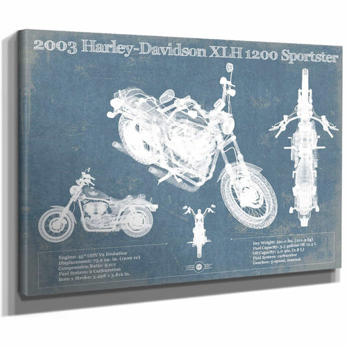 2003 Harley-Davidson XLH 1200 Sportster Blueprint Motorcycle Patent Print