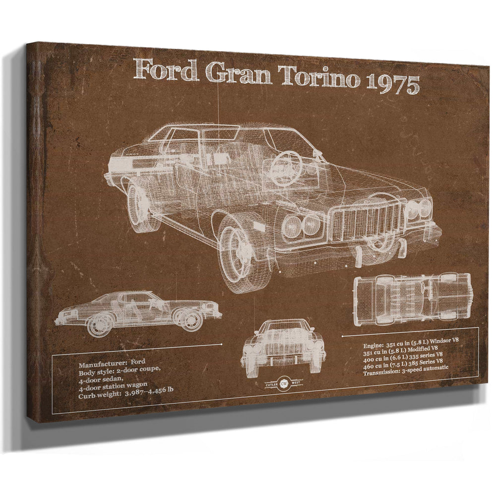 Ford Gran Torino 1975 - Blueprint Vintage Auto Print