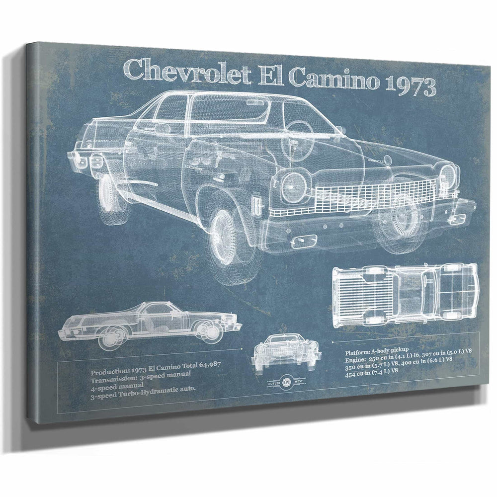 Chevrolet El Camino 1973 Vintage Blueprint Auto Print