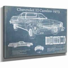 Chevrolet El Camino 1973 Vintage Blueprint Auto Print