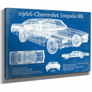 1966 Chevrolet Impala SS Blueprint Vintage Auto Print