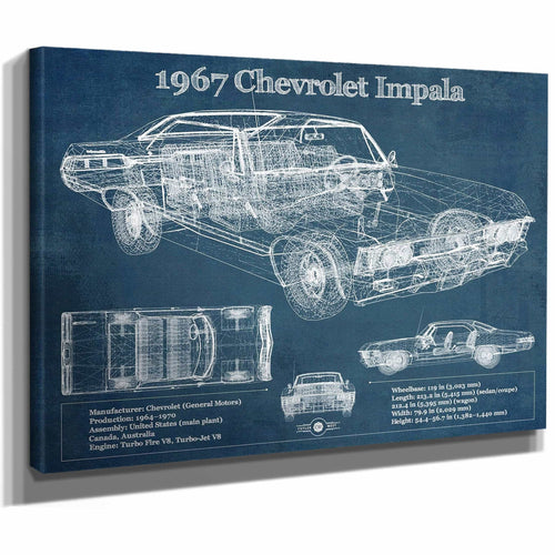 1967 Chevrolet Impala Blueprint Vintage Auto Print