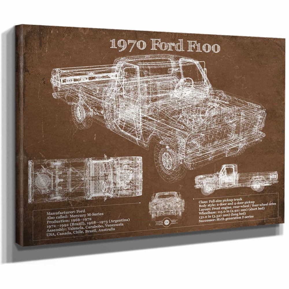 1970 Ford F100 Vintage Blueprint Auto Print