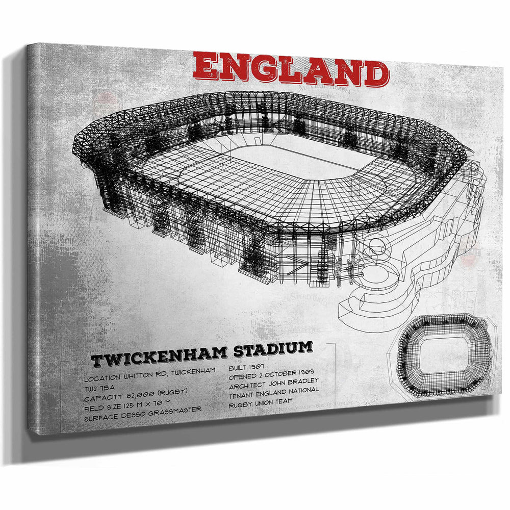 England Rugby - Vintage Twickenham Stadium Print