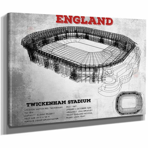 England Rugby - Vintage Twickenham Stadium Print