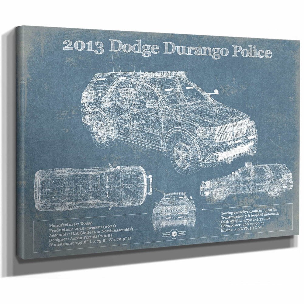 2013 Dodge Durango Police Blueprint Vintage Auto Print
