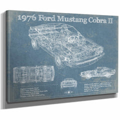 1976 Ford Mustang Cobra II Blueprint Vintage Auto Print