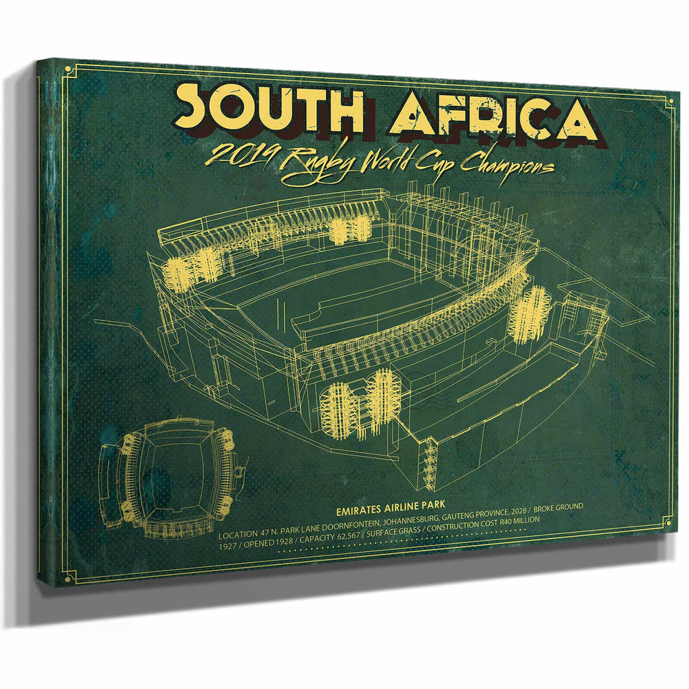 South Africa World Cup 2019 Champions - Vintage Ellis Park Stadium Print