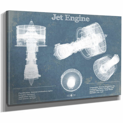 Jet Engine Vintage Original Blueprint Print