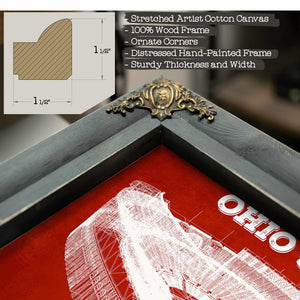 Ohio State Buckeyes Art - Ohio Stadium Vintage Stadium Blueprint Art Team Print