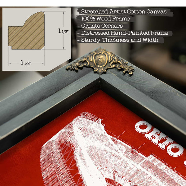Ohio State Buckeyes Art - Ohio Stadium Vintage Stadium Blueprint Art Team Print