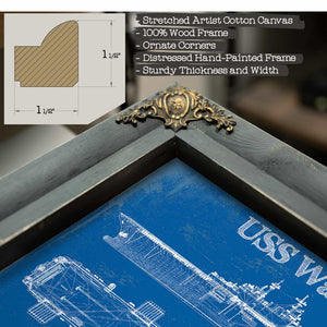 USS Wasp (LHD-1) Aircraft Carrier Blueprint Original Military Wall Art - Customizable