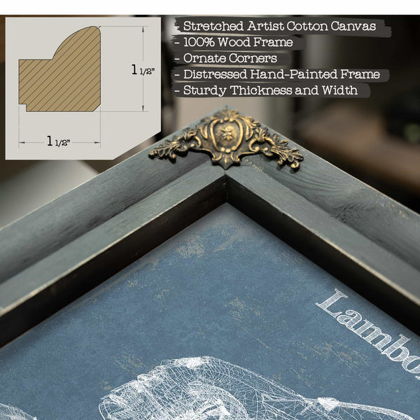 Lamborghini Urus 2019 Vintage Blueprint Auto Print