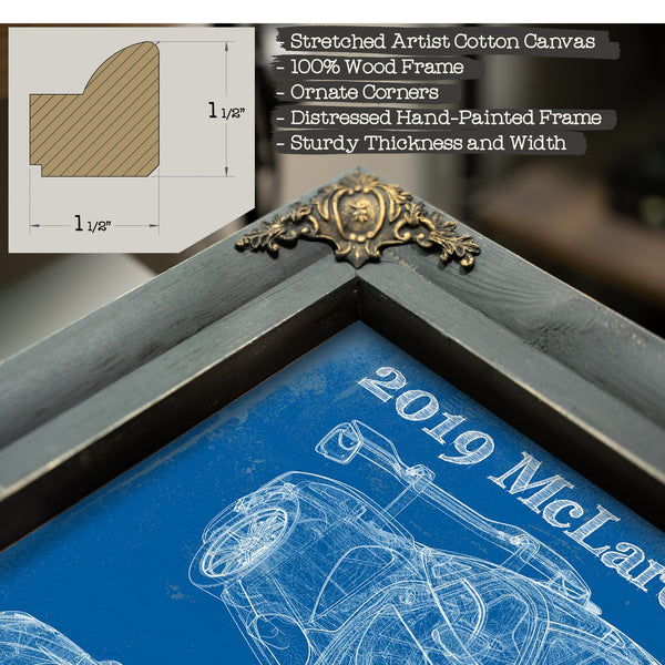 2019 Mclaren Senna Merlin Vintage Blueprint Auto Print