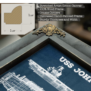 USS John C Stennis (CVN-74) Aircraft Carrier Blueprint Original Military Wall Art - Customizable