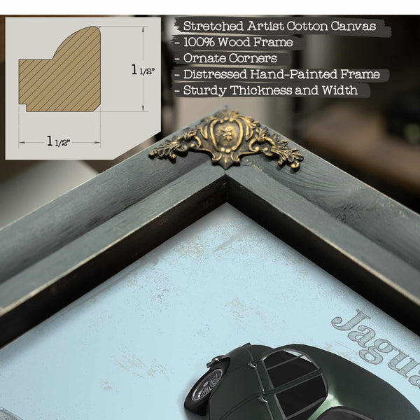 Jaguar Mark 1 (Dark Green) Blueprint Vintage Auto Print