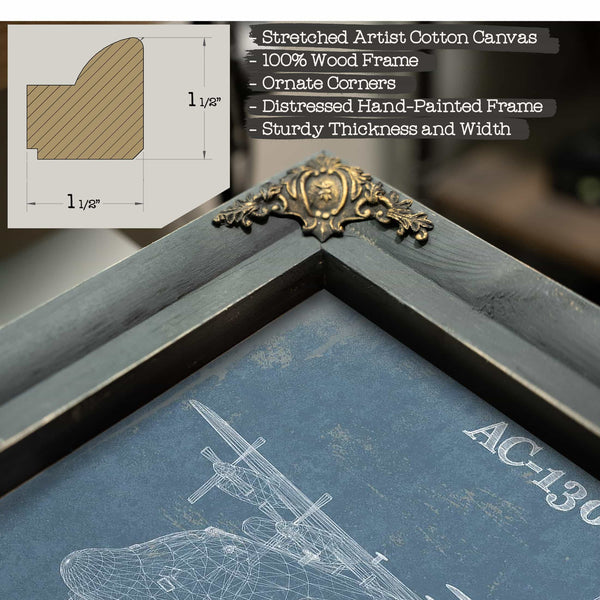 AC-130W Stinger II Vintage Aviation Blueprint Military Print