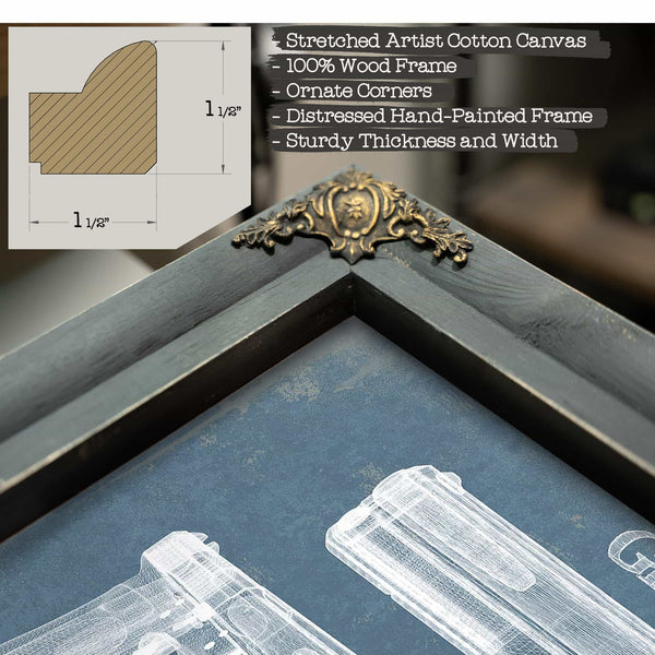 Glock 17 Blueprint Vintage Gun Print