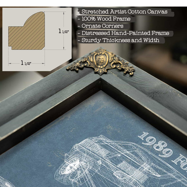 1989 Ford Mustang Vintage Blueprint Auto Print