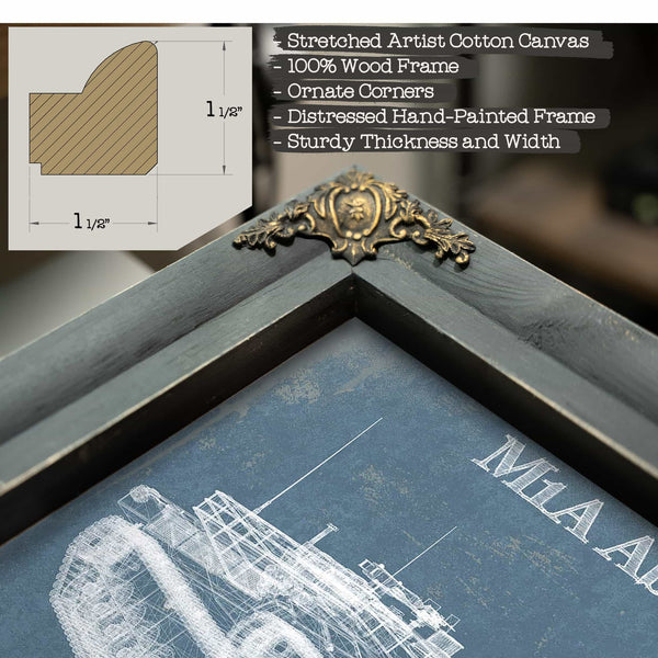 M1A Abrams Tank Vintage Blueprint Print
