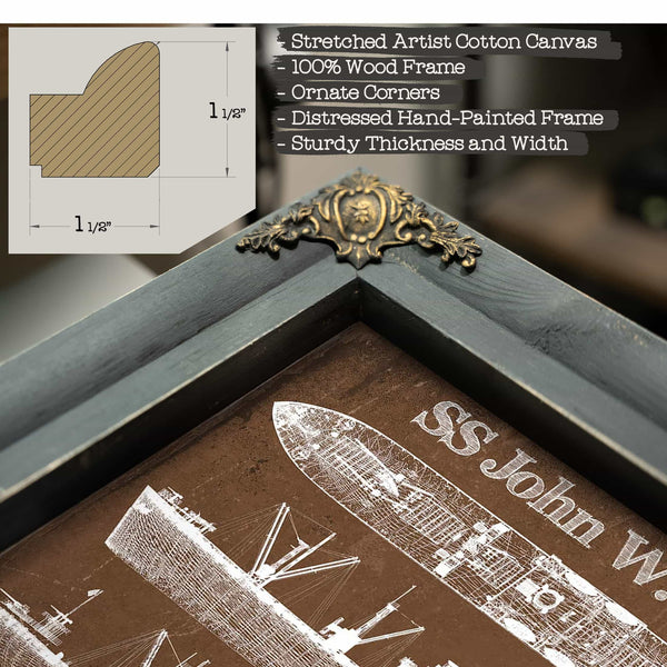 SS John W. Brown Liberty ship Blueprint Original Military Wall Art - Customizable