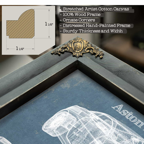 Aston Martin V12 Blueprint Vintage Auto Print