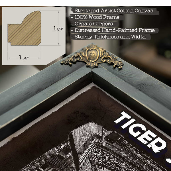Tiger Stadium Art - LSU Tigers Vintage Stadium & Blueprint Art Print