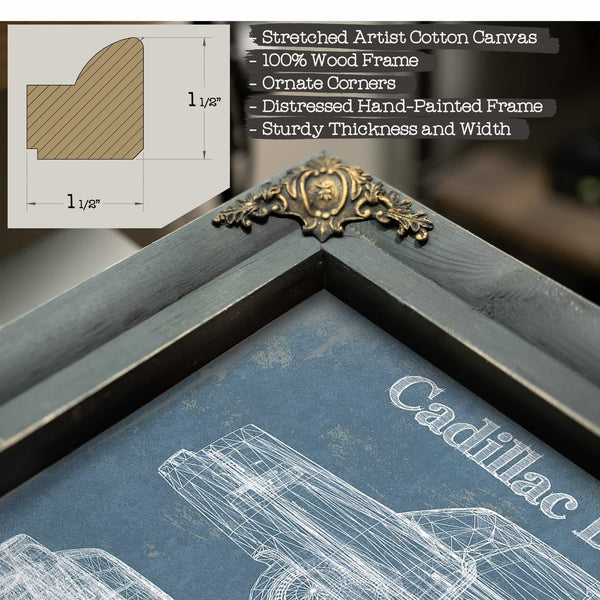 Cadillac DeVille 1974 Vintage Blueprint Auto Print