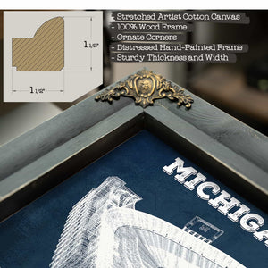 Michigan Wolverines Art - Michigan Stadium Vintage Stadium Blueprint Art Print