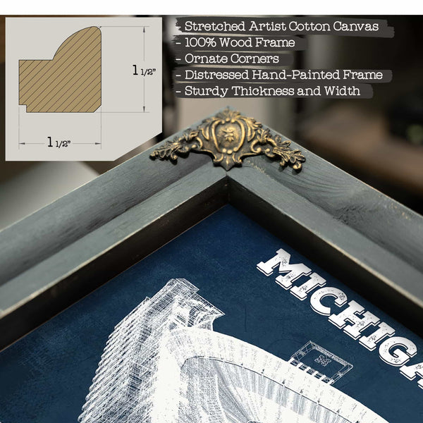 Michigan Wolverines Art - Michigan Stadium Vintage Stadium Blueprint Art Print