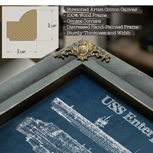 USS Enterprise (CVN-65) Aircraft Carrier Blueprint Original Military Wall Art - Customizable