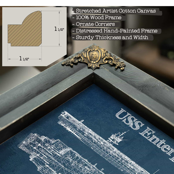 USS Enterprise (CVN-65) Aircraft Carrier Blueprint Original Military Wall Art - Customizable