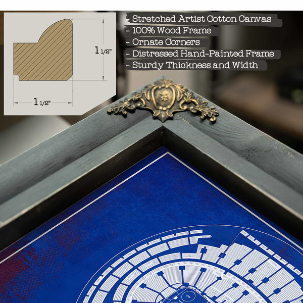New York Rangers Team Colors - Madison Square Garden Vintage Hockey Blueprint NHL Print