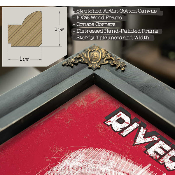 River Plate Estadio Monumental Antonio Vespucio Liberti Team Color Blueprint Soccer Print