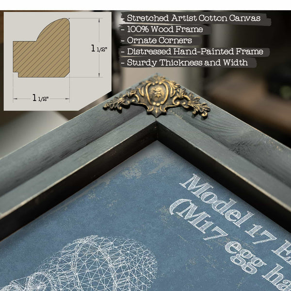 M 17 Grenade Blueprint Vintage Gun Print