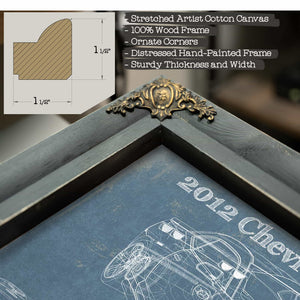 Chevy Camaro ZL1 2012 Vintage Blueprint Auto Print
