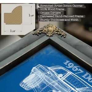 1967 Dodge Charger Vintage Blueprint Auto Print