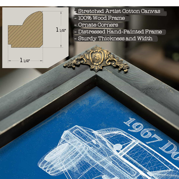 1967 Dodge Charger Vintage Blueprint Auto Print