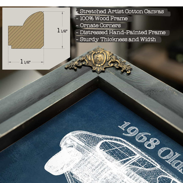 1968 Oldsmobile 442 Vintage Blueprint Auto Print