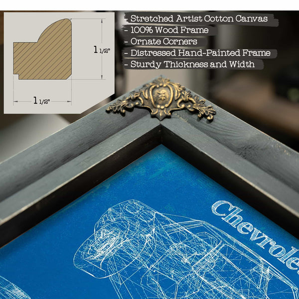 Chevrolet Corvette C4 Blueprint Vintage Auto Print