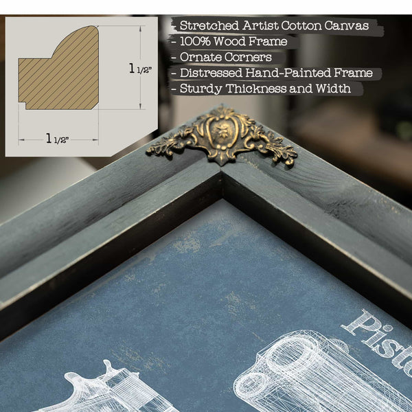 Pistol M1911 Blueprint Vintage Gun Print