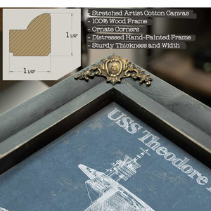 USS Theodore Roosevelt Aircraft Carrier Blueprint Original Military Wall Art