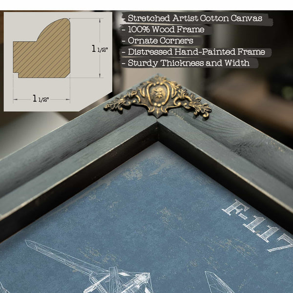 F-117 Nighthawk Military Aircraft Patent - Blueprint Military Wall Art
