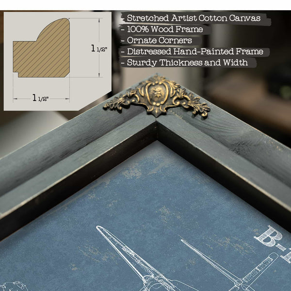 B-1 Bomber Patent Blueprint Original Military Wall Art