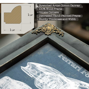 Ferrari F8 Tributo (2019) Blueprint Vintage Auto Print