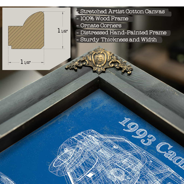 1993 Cadillac Eldorado Coupe Vintage Blueprint Auto Print
