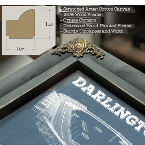 Darlington Raceway Charcoal Blueprint NASCAR Race Track Print